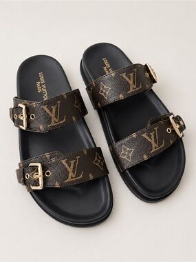 Brown LV  double strap sandals
